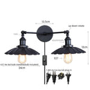 GobekUsa Industrial Retro LED Wall Lamp with Two Heads and Pull Chain Switch