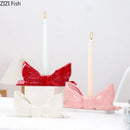 GobekUsa Bowknot Ceramic Candle Holder Desk Decoration Romantic Candlestick Aesthetic Decor
