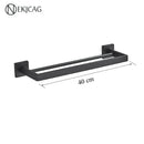 GobekUsa Black Bathroom Set: Towel Holder, Paper Holder, Gold Rod, Robe Hook - Stainless Steel Accessories