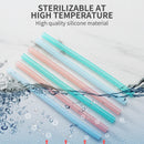 GobekUsa 6-Piece Reusable Silicone Straws Set with Cleaning Brush - Eco-Friendly Party Accessories
