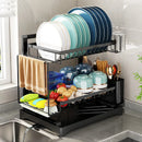 GobekUsa Dish Drying Rack & Drainboard Set with Tableware Storage, Towel Rack, and Chopstick Cage