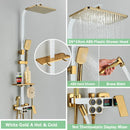GobekUsa Gold Thermostatic Shower Faucet Set: Smart Digital Mixer, Wall Mounted Rainfall System