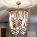GobekUsa Boho Wooden Beaded Chandelier Lamp for Kitchen/Dining Room/Hallway/Foyer