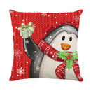 GobekUsa Christmas Santa Claus Linen Pillowcase - Sofa Cushion Cover, Decorative Living Room Pillow Cover