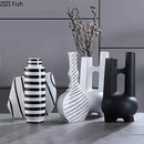 GobekUsa Elegant Striped Ceramic Vase TV Cabinet Crafts Hydroponic Home Decor Gift