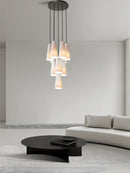 GobekUsa Elegant White Glass Cup Chandeliers for Luxe Living Room