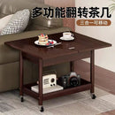 GobekUsa Ash Wood Cart Coffee Table with Folding Desktop Storage