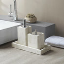 GobekUsa Beige Travertine Marble Bathroom Set - Soap Dispenser Toothbrush Holder Tissue Box