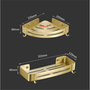 GobekUsa Brushed Gold Aluminum Bathroom Corner Shelf Wall Mounted Shower Shampoo Holder