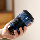 GobekUsa Ceramic Kiln Mug with Lid - Portable Couple Pottery Coffee Tea Cup