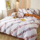 GobekUsa Cute Cat Bear Print Bedding Set - Single Queen, Fashionable Design for Boys & Girls