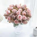 GobekUsa 8-Head 30cm Pink Peony Silk Bouquet Wedding Home Decoration Flower Wall