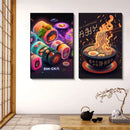 GobekUsa Japanese Food Neon Posters Canvas Painting for Home Kitchen Decor