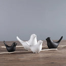 GobekUsa Bird Figurine Set Nordic Ceramic Black White Table Sculptural Ornament