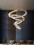 GobekUsa Crystal LED Chandelier Circle Hanging Lamp - Modern Luxury Dimmable Lighting