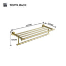 GobekUsa Brushed Gold Brass Bathroom Accessories Set: Hand Towel Bar, Toilet Paper Holder, Robe Hook