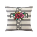 GobekUsa Easter Bunny Rabbit Linen Cushion Cover 45x45cm - Flower Print Festival Pillowcase