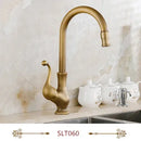 GobekUsa Antique Brass Swivel Spout Kitchen Faucet Single Handle Vessel Sink Mixer Tap