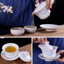 GobekUsa Blue & White Porcelain Gaiwan Tea Set Puer Tea Cups Soup Bowl with Lid