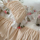 GobekUsa Korean Princess Style Floral Cotton Bedding Set with Ruffles