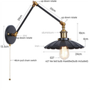 GobekUsa Gold LED Industrial Wall Lamp with Pull Chain Switch