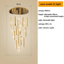 GobekUsa Gold Chrome Steel Crystal Pendant Lights with Dimmable LED for Villa Stair