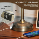 GobekUsa Green Glass Bankers Desk Lamp with USB Charging Port and Pull Chain Switch