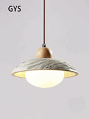 GobekUsa Cement Pendant Chandelier: Wabi-sabi Style Round Dining Table Lighting Fixture