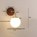 GobekUsa Glass Wall Light Fixture Walnut Wood Modern Nordic Pull Chain Switch Lamparas