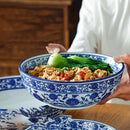 GobekUsa Blue and White Ceramic Soup Bowl - Perfect for Noodles and Soups