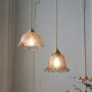 GobekUsa Amber Glass LED Pendant Lamp Walnut Wood Copper Hanging Light