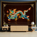 GobekUsa Golden Dragon Totem Carving Tapestry: Mysterious Psychedelic Wall Hanging