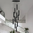 GobekUsa Black LED Crystal Staircase Chandelier: Modern Nordic Design, Creative Island Hanging Lamp