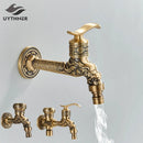 GobekUsa Antique Brass Wall Mounted Washing Machine Faucet for Bathroom, Outdoor, Garden, Bath, Toilet