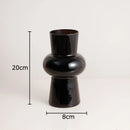 GobekUsa Black Glass Vase with Artificial Flowers for Stylish Room Decor