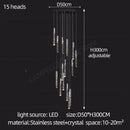 GobekUsa Crystal Chrome LED Chandelier: Elegant Duplex Stair Lighting for Modern Interiors