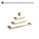 GobekUsa Gold Bathroom Accessories Set: Towel Bar Rail, Toilet Paper Holder, Towel Rack, Hook