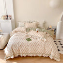 GobekUsa French Floral Bedding Set, 100% Cotton, Ruffles, Duvet Cover, Bed Sheet, Pillowcases
