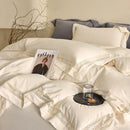 GobekUsa Cozy Velvet Lace Bedding Set: Duvet Cover, Sheet, Pillowcases - 4Pcs Warm & Stylish