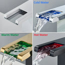 GobekUsa LED Waterfall Bathroom Sink Faucet Hot Cold Mixer Tap Deck Mounted