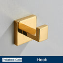 GobekUsa Black Stainless Steel Bathroom Accessories Set: Towel Bar, Paper Holder, Hook & Bath Rack