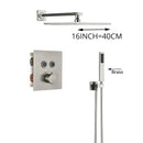 GobekUsa Brushed Nickel Thermostatic Shower Faucet Set for Wall Mount Bathroom with Rainfall Shower Head