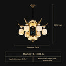 GobekUsa All Copper Jade Chandelier for Villa Living Room, Dining Room - Chinese Style Duplex Copper Lamp