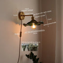 GobekUsa LED Glass Copper Wall Sconce Pull Chain Switch Lamp for Bedroom Living Room