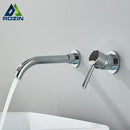GobekUsa Black Wall Mounted Basin Faucet with Single Handle Hot Cold Water Mixer Tap