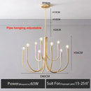 GobekUsa Gold Chandelier: Modern Nordic Metal LED Lighting for Living Room, Kitchen, and Restaurant