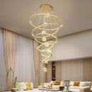 GobekUsa Crystal Chandelier Stair Pendant Lamp Living Room Interior Lighting