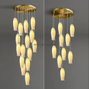 GobekUsa Elegant Tulip Staircase Chandelier: Luxury Decor Hanging LED Lamp for Lobby, Restaurant, Hotel.