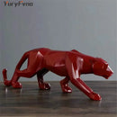 GobekUsa Leopard Geometric Resin Statue - Modern Wildlife Panther Sculpture for Home Office