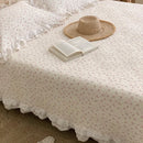 GobekUsa Korean Princess Floral Lace Ruffles Bedspread Set with 100% Cotton Quilting